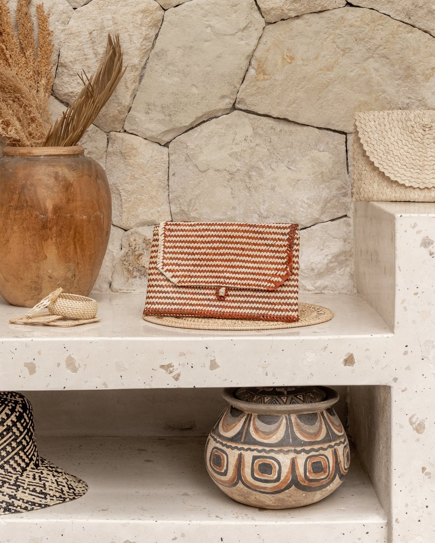 Stripes Rattan Clutch Village Thrive