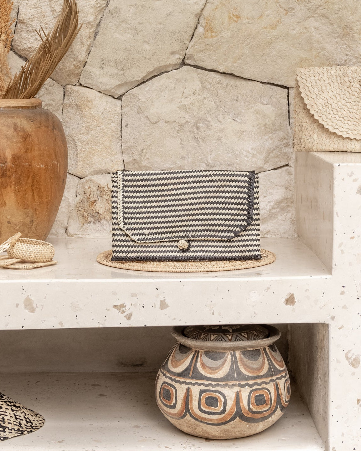 Stripes Rattan Clutch Village Thrive
