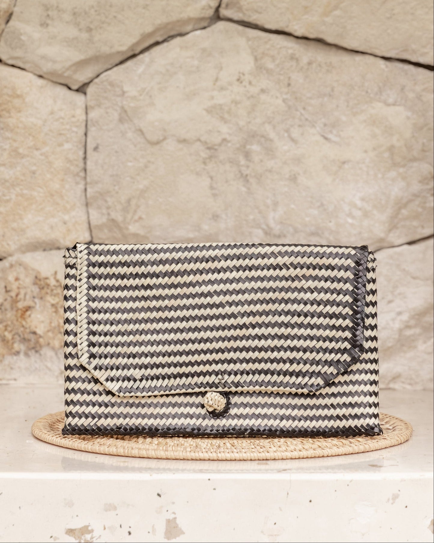 Stripes Rattan Clutch Village Thrive