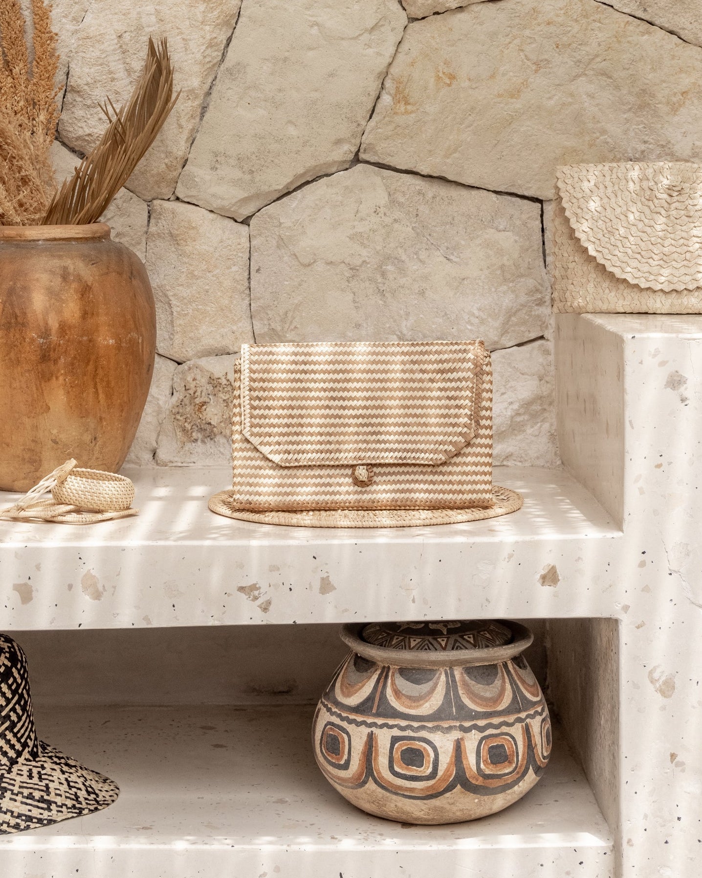 Stripes Rattan Clutch Village Thrive