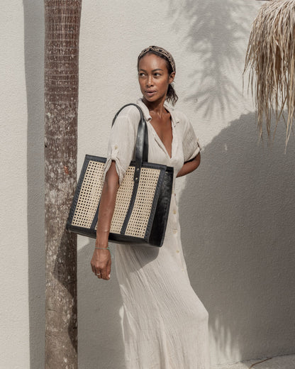 Raja Leather and Cane Everyday Bag Village Thrive