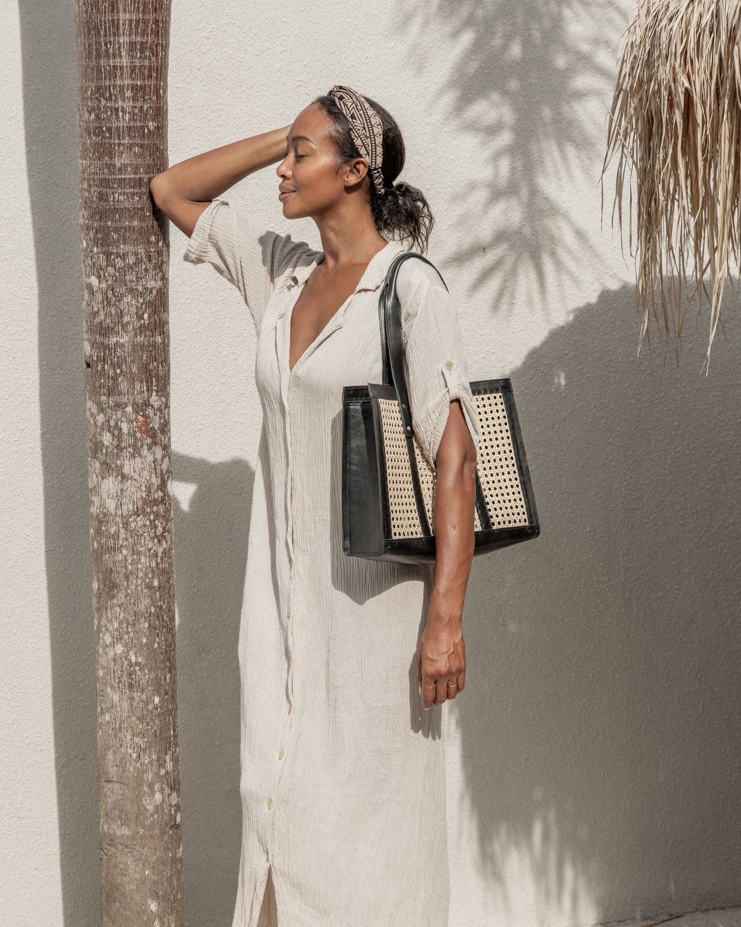 Raja Leather and Cane Everyday Bag Village Thrive