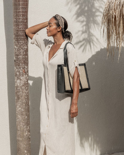 Raja Leather and Cane Everyday Bag Village Thrive