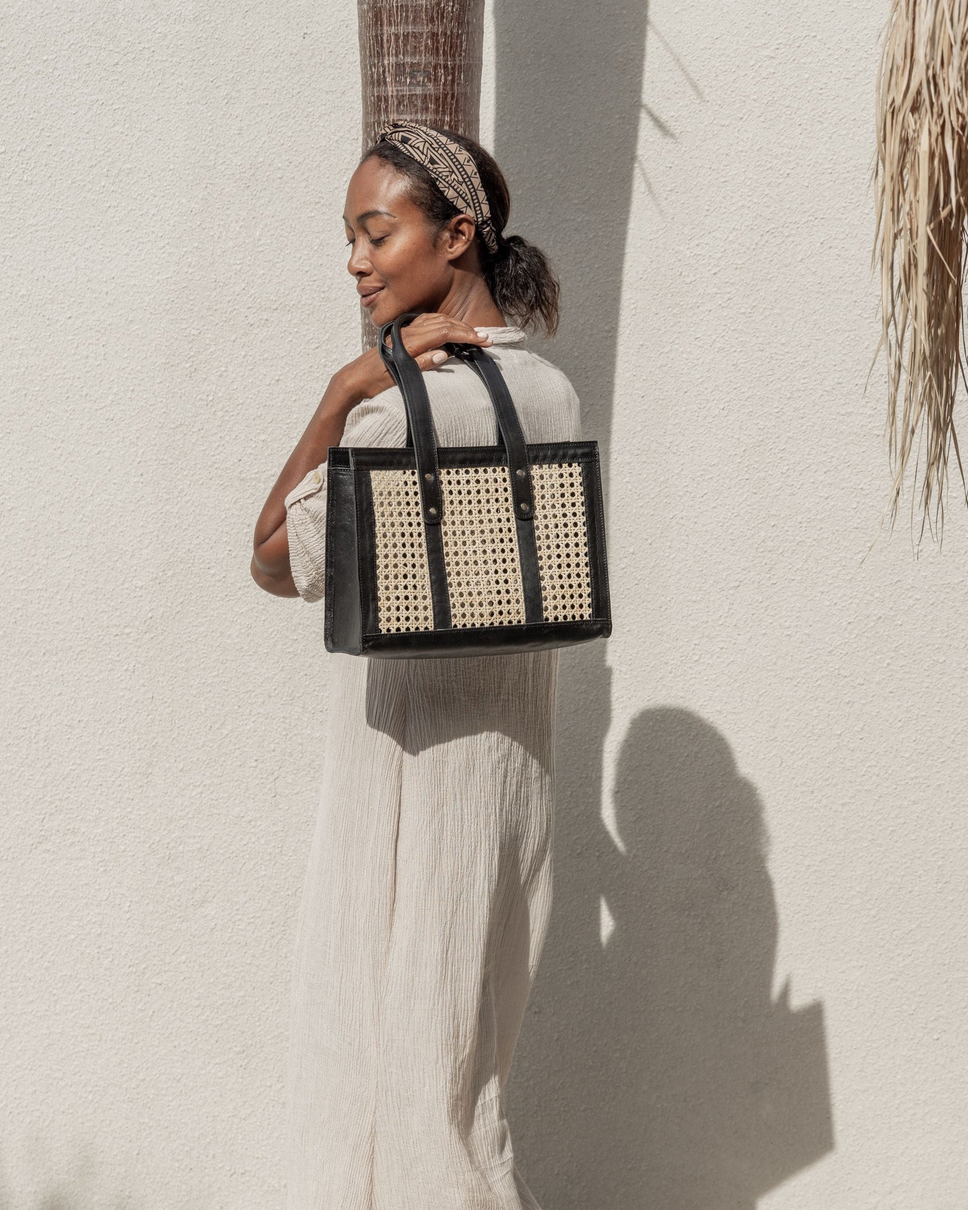 Raja Leather and Cane Everyday Bag Village Thrive