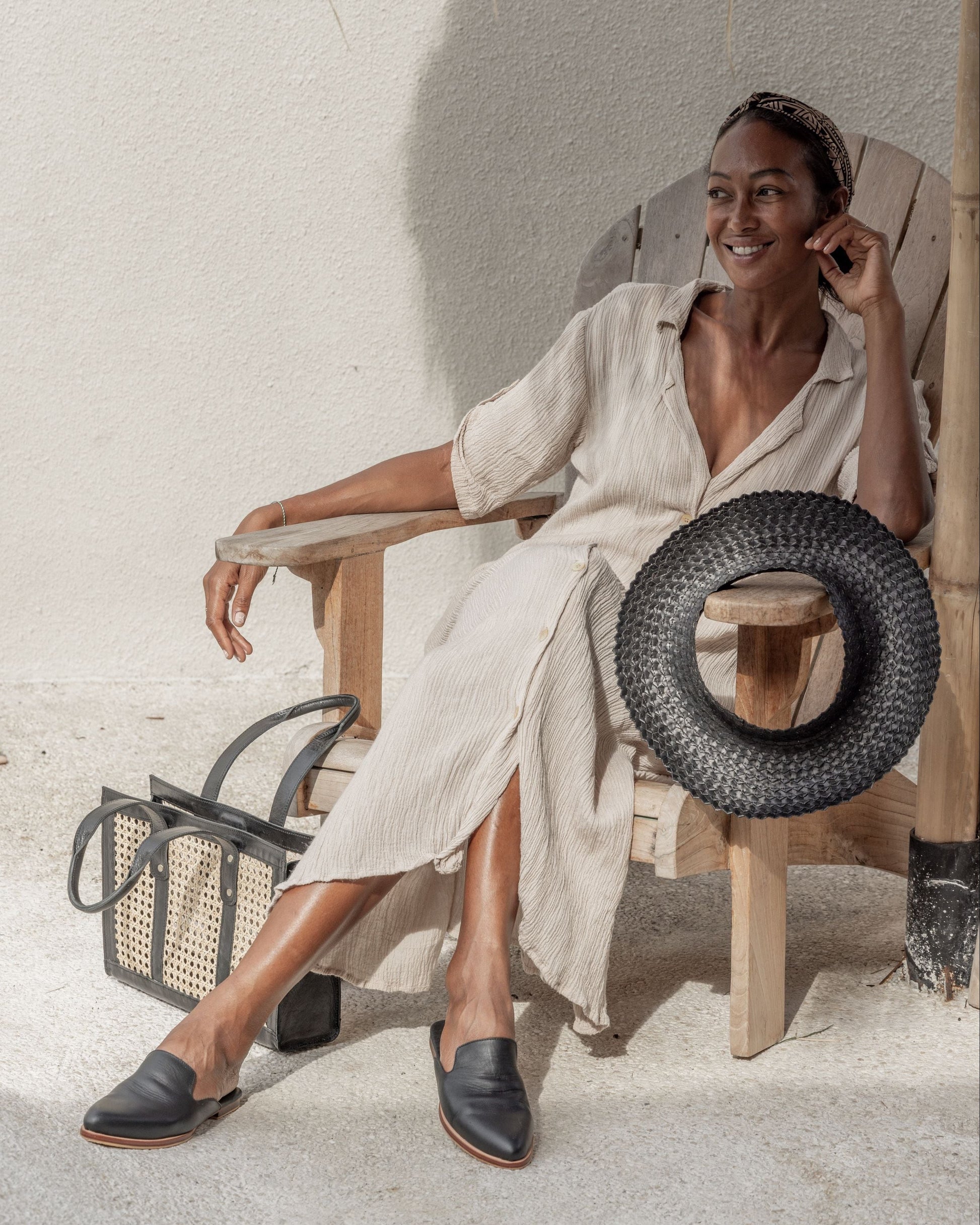 Raja Leather and Cane Everyday Bag Village Thrive