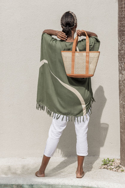Raja Leather and Cane Carryall Bag Village Thrive