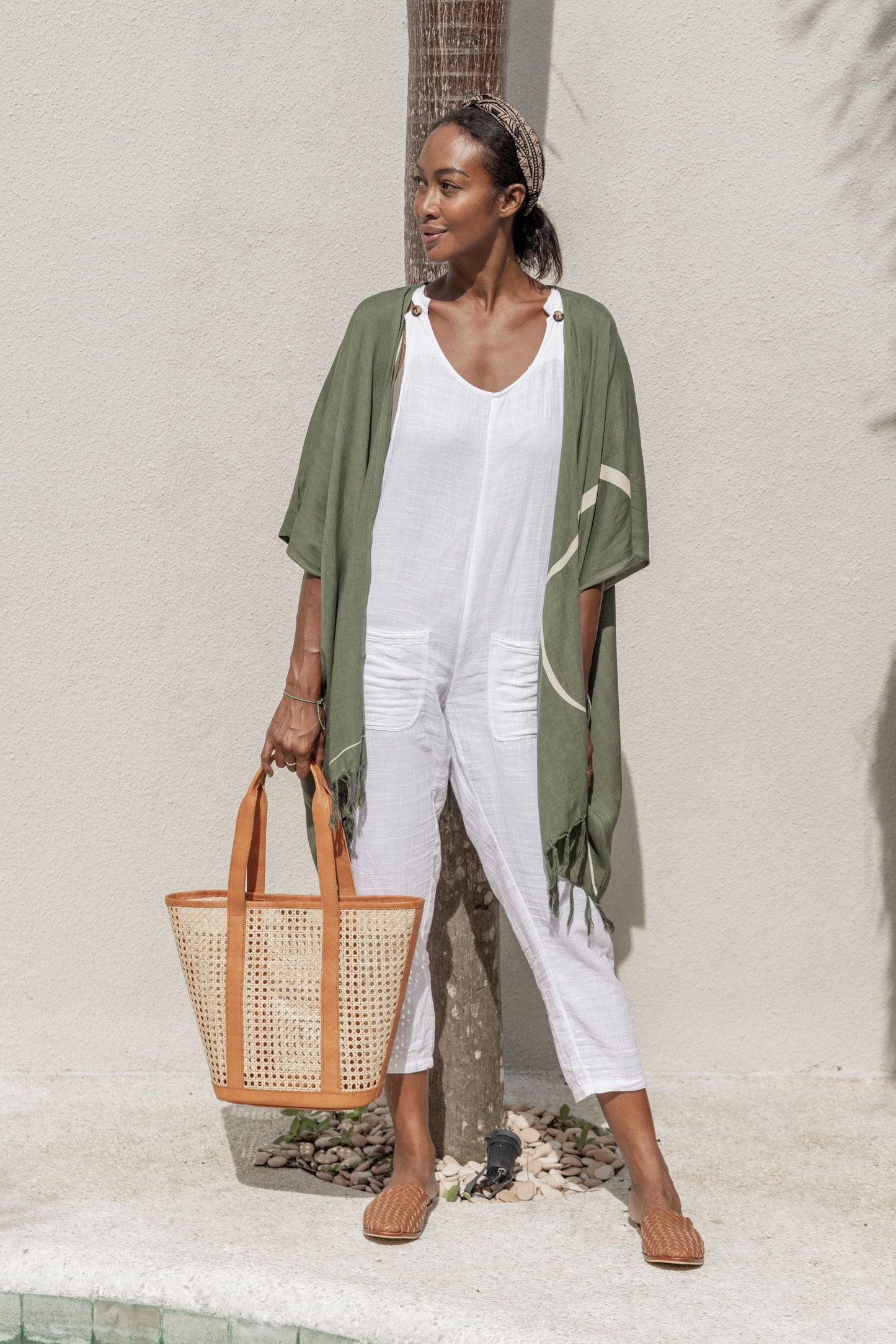 Raja Leather and Cane Carryall Bag Village Thrive