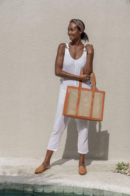 Raja Leather and Cane Everyday Bag Village Thrive