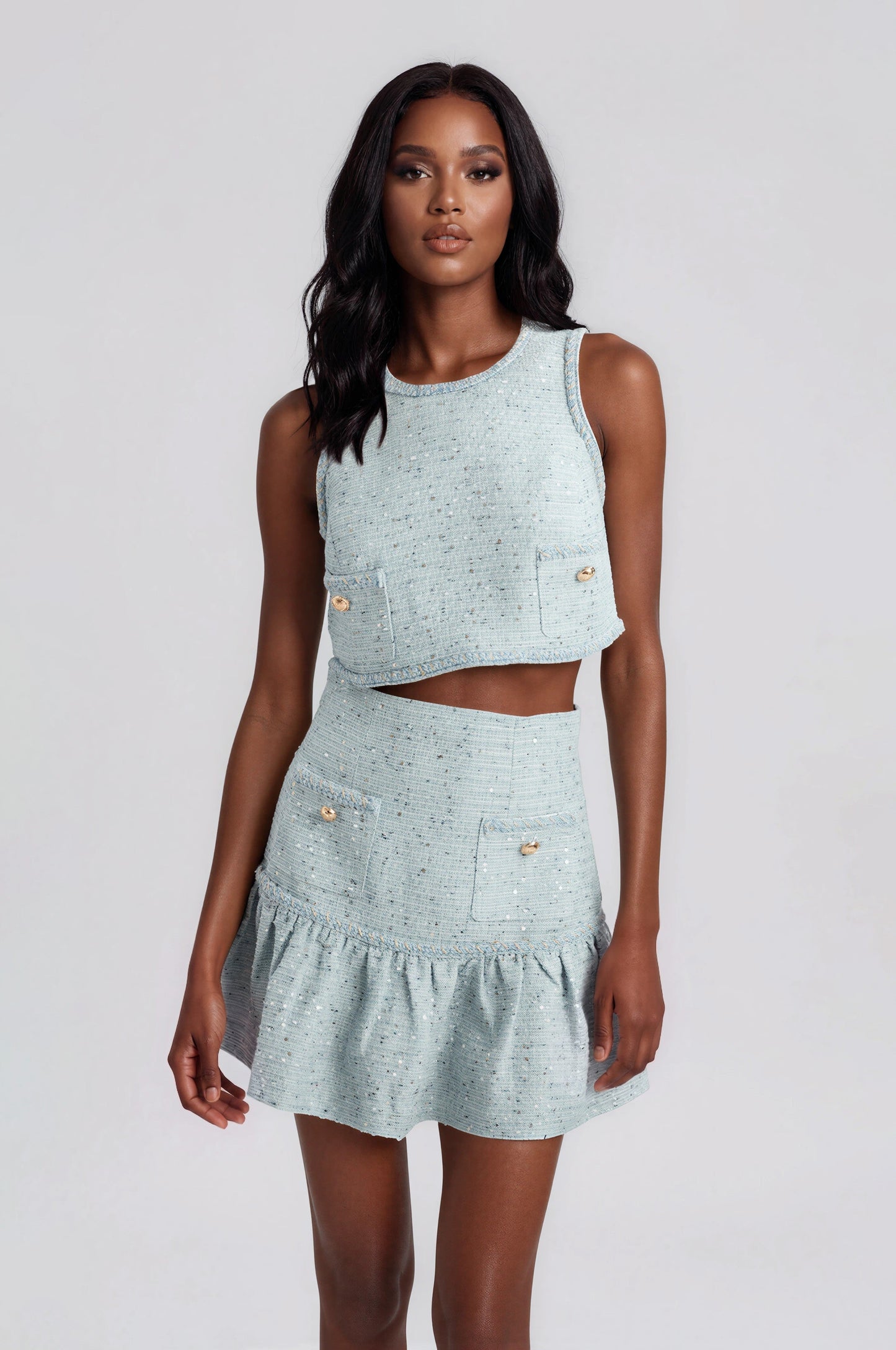 Elina Boucle Cropped Top - Blue Boucle XO, Tina