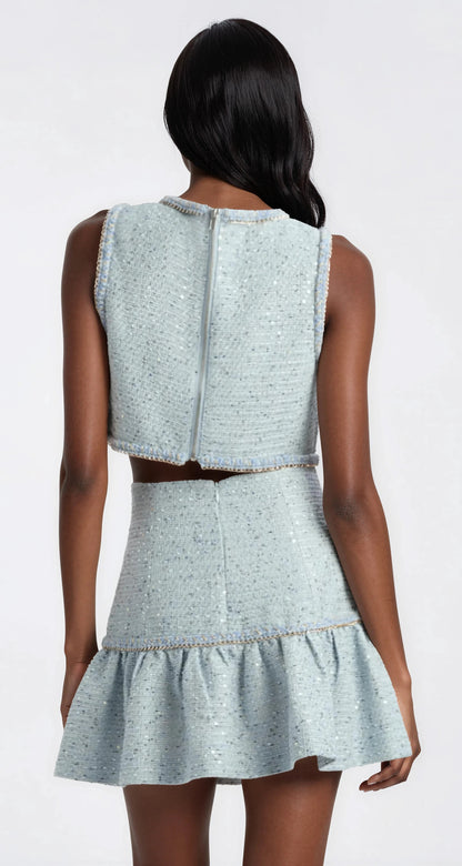 Elina Boucle Cropped Top - Blue Boucle XO, Tina