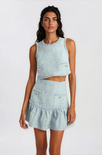 Elina Boucle Cropped Top - Blue Boucle XO, Tina