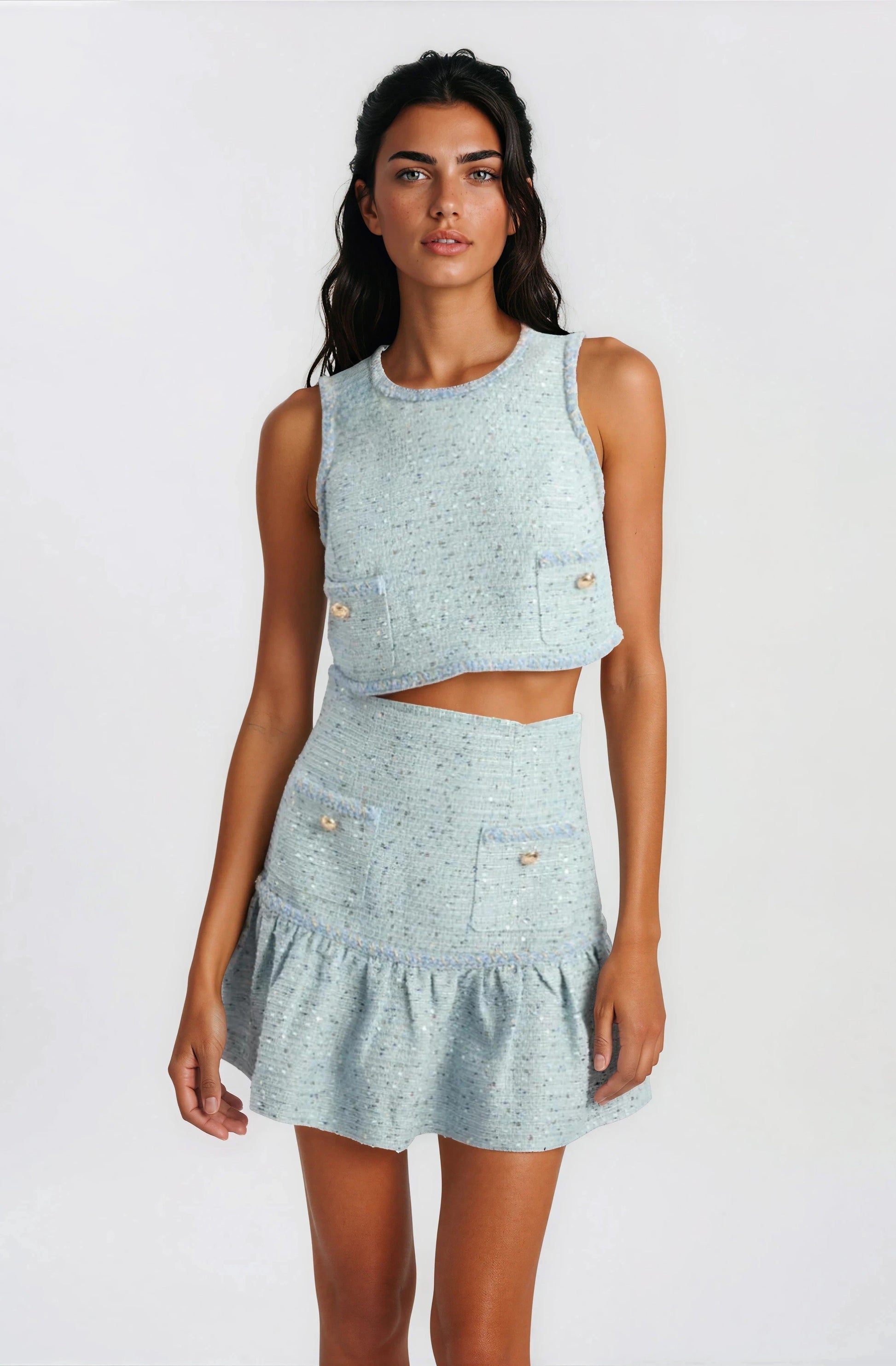 Elina Boucle Mini Skirt - Blue Boucle XO, Tina