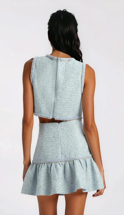 Elina Boucle Cropped Top - Blue Boucle XO, Tina