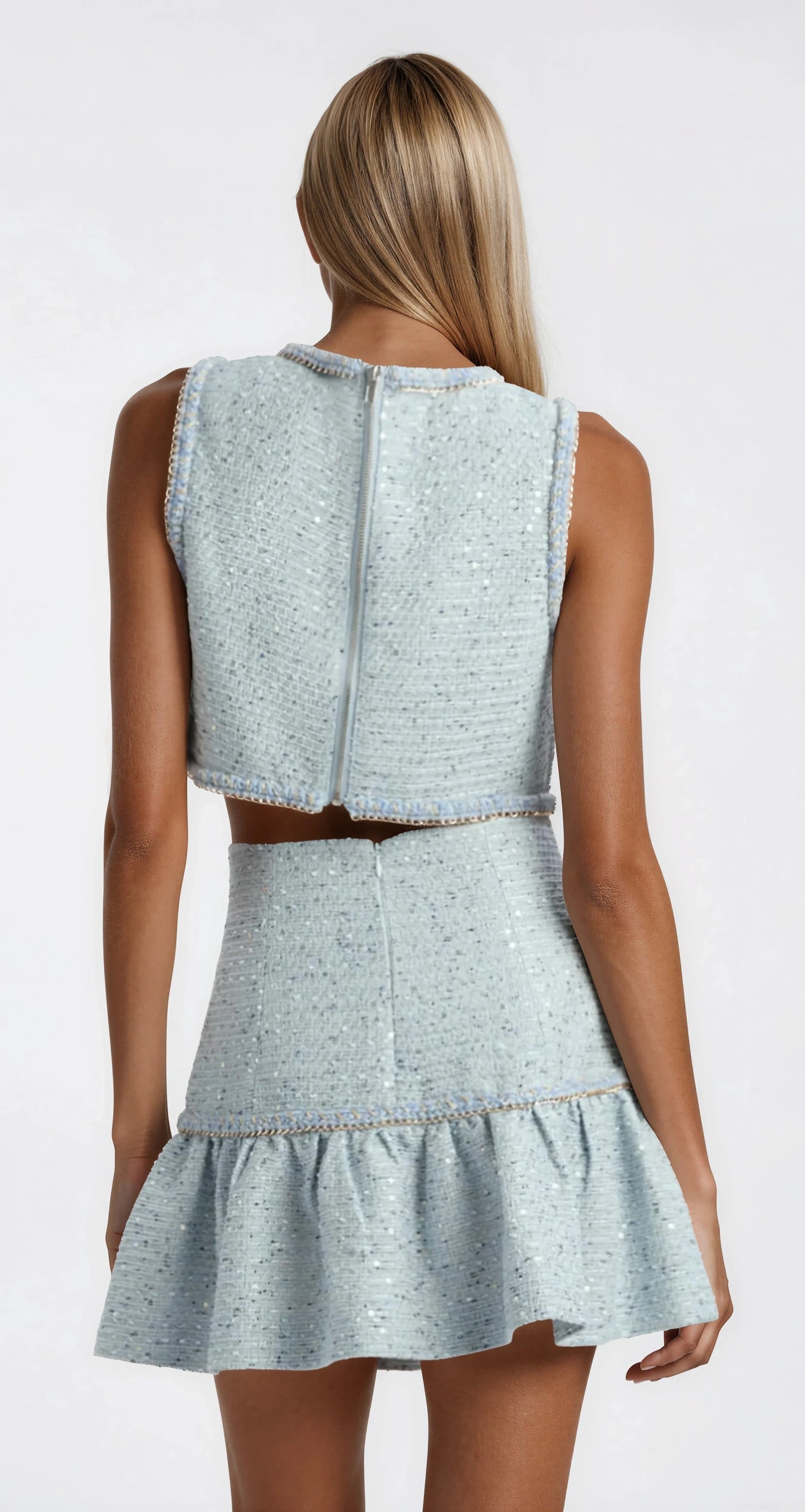 Elina Boucle Mini Skirt - Blue Boucle XO, Tina