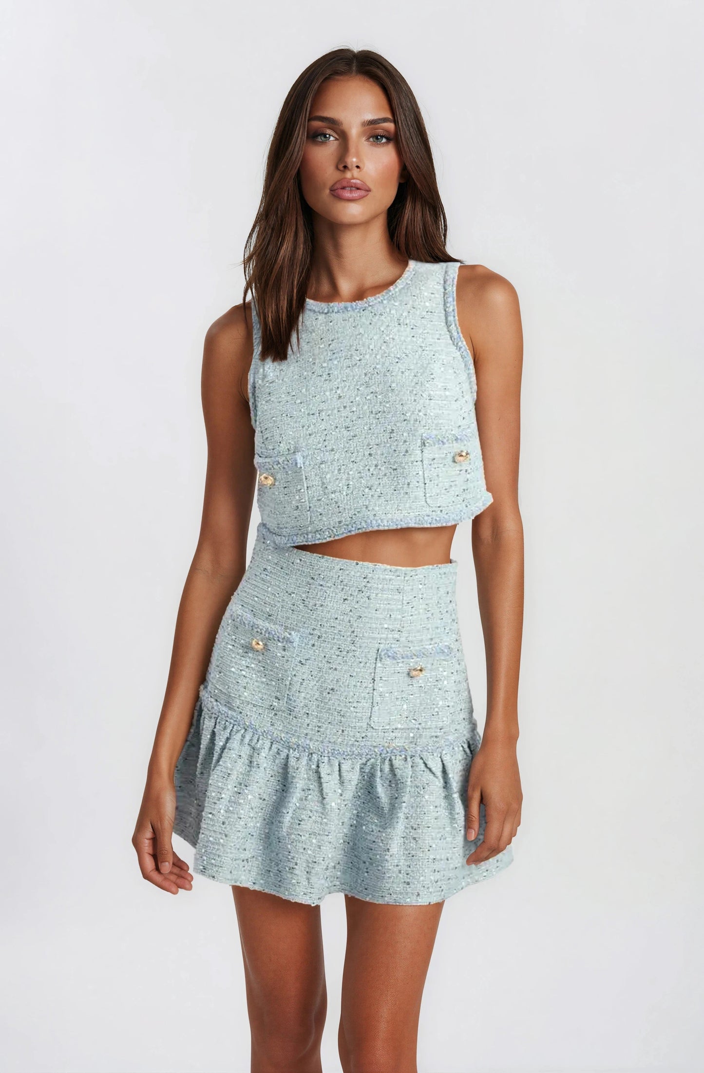 Elina Boucle Cropped Top - Blue Boucle XO, Tina