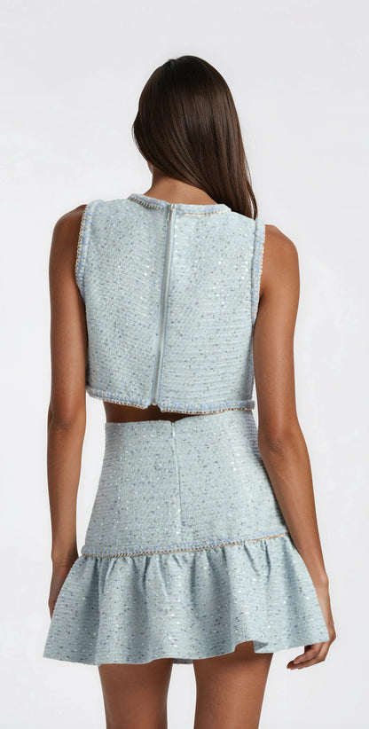 Elina Boucle Cropped Top - Blue Boucle XO, Tina