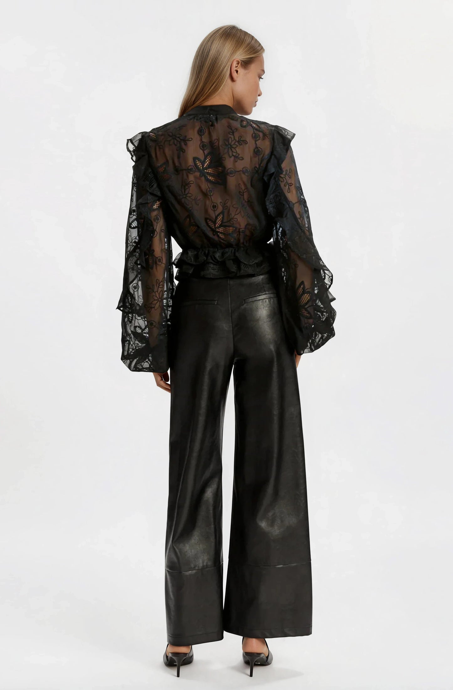 Frill Embroidered Blouse – Black XO, Tina