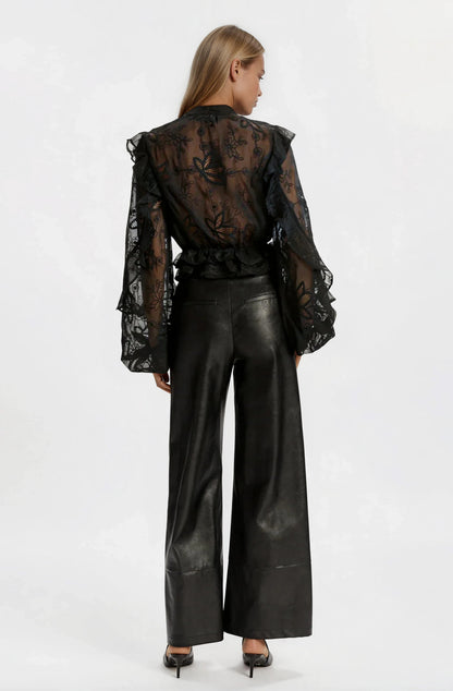 Frill Embroidered Blouse – Black XO, Tina