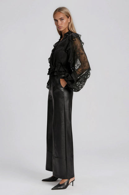 Frill Embroidered Blouse – Black XO, Tina