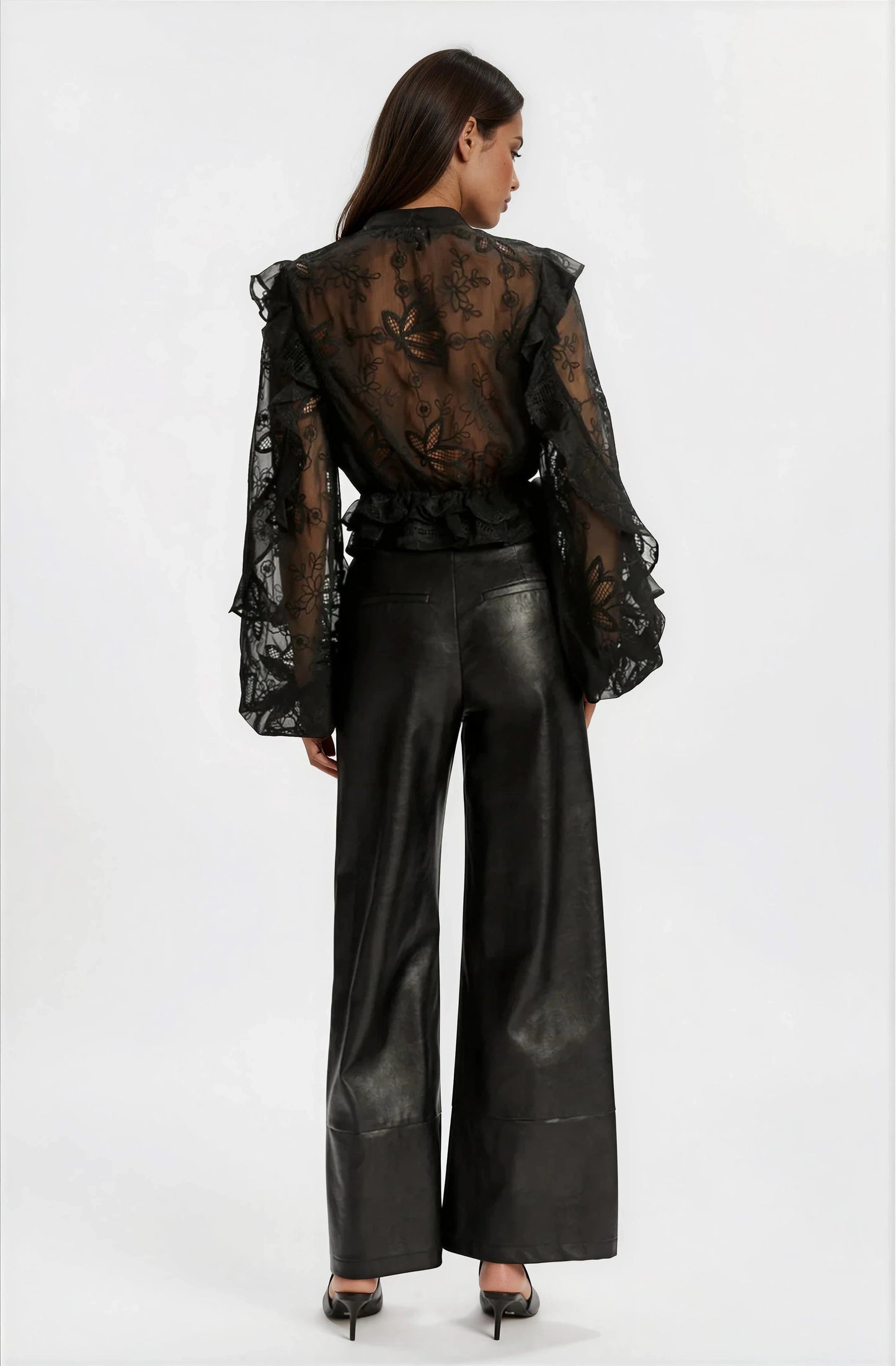 Frill Embroidered Blouse – Black XO, Tina