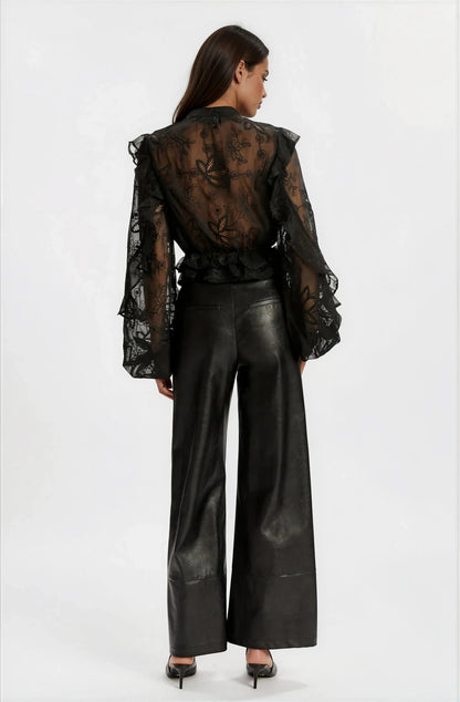 Frill Embroidered Blouse – Black XO, Tina