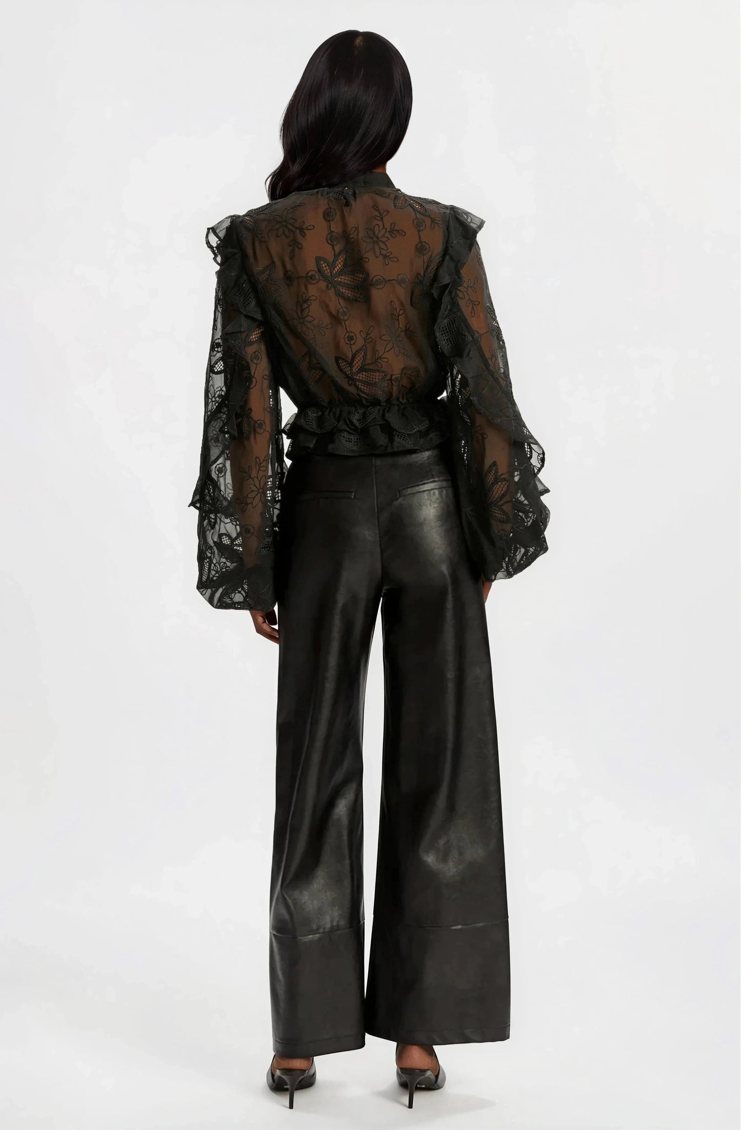 Frill Embroidered Blouse – Black XO, Tina