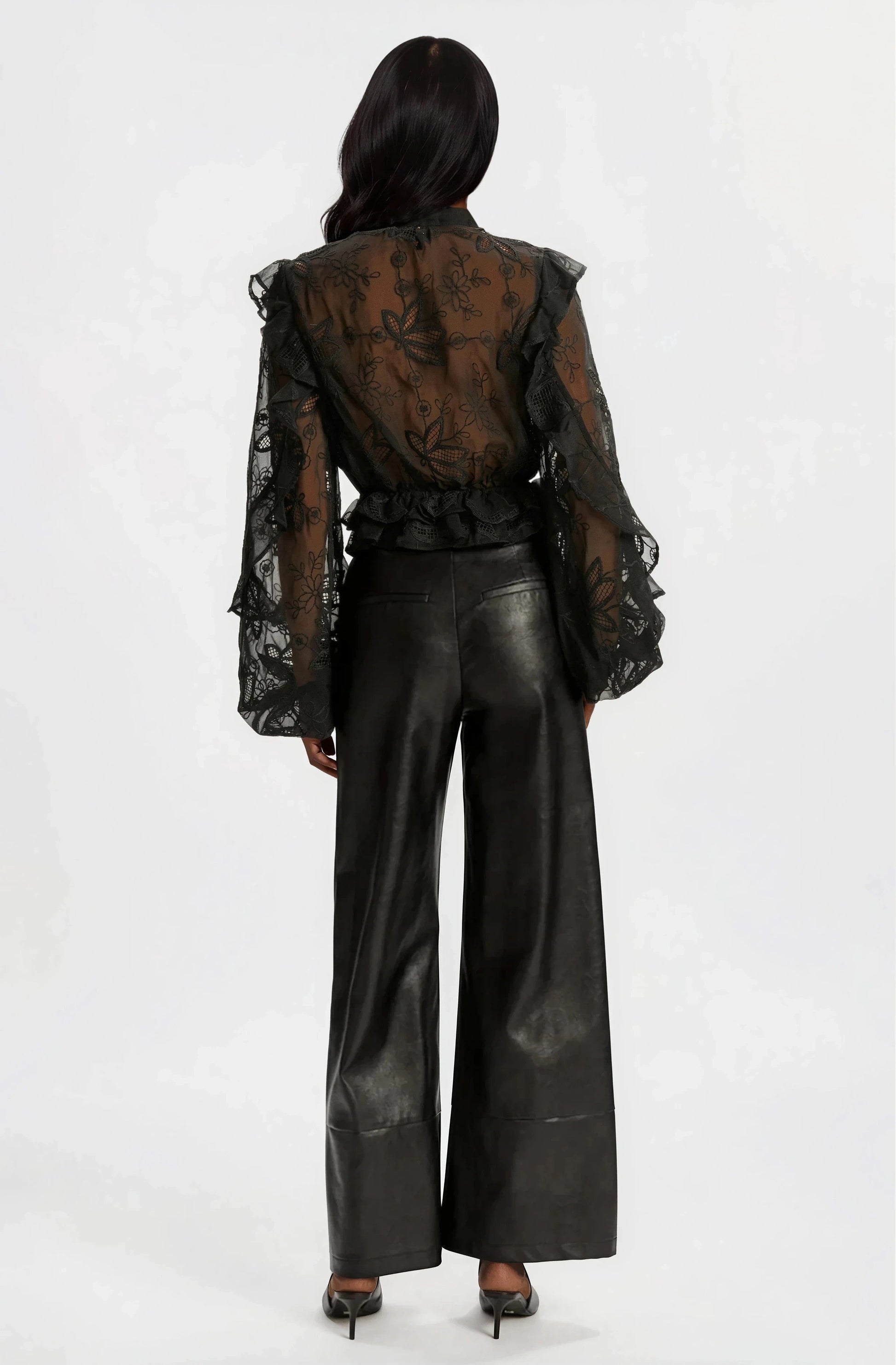 Frill Embroidered Blouse – Black XO, Tina