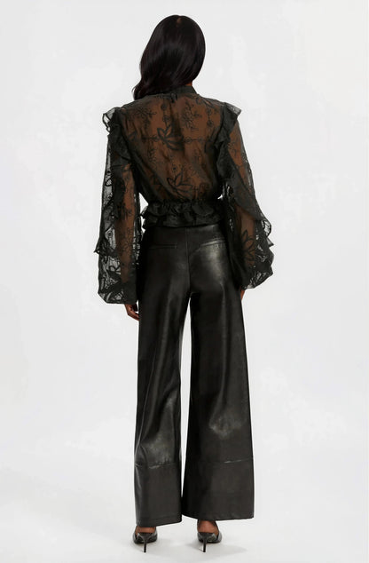 Frill Embroidered Blouse – Black XO, Tina