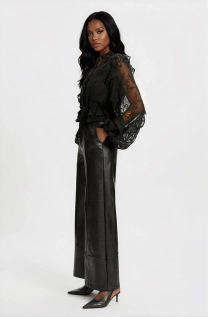 Frill Embroidered Blouse – Black XO, Tina