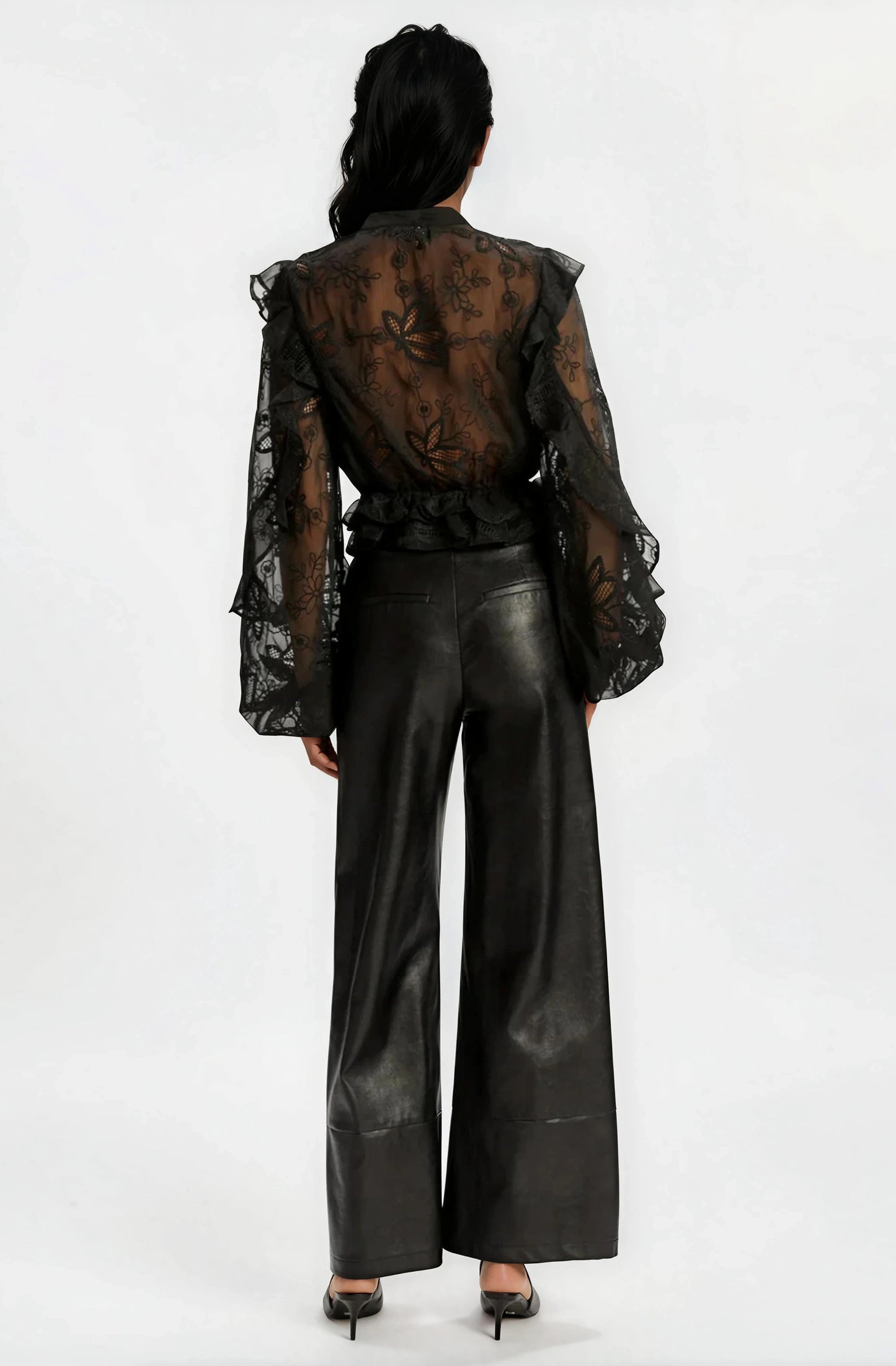 Frill Embroidered Blouse – Black XO, Tina