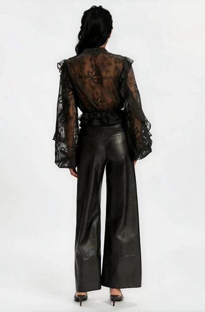 Frill Embroidered Blouse – Black XO, Tina