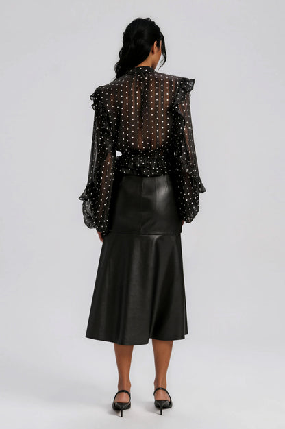 Kindra Vegan Leather Skirt – Black XO, Tina