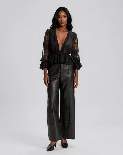 Natoli Embroidered Mesh Blouse – Black XO, Tina