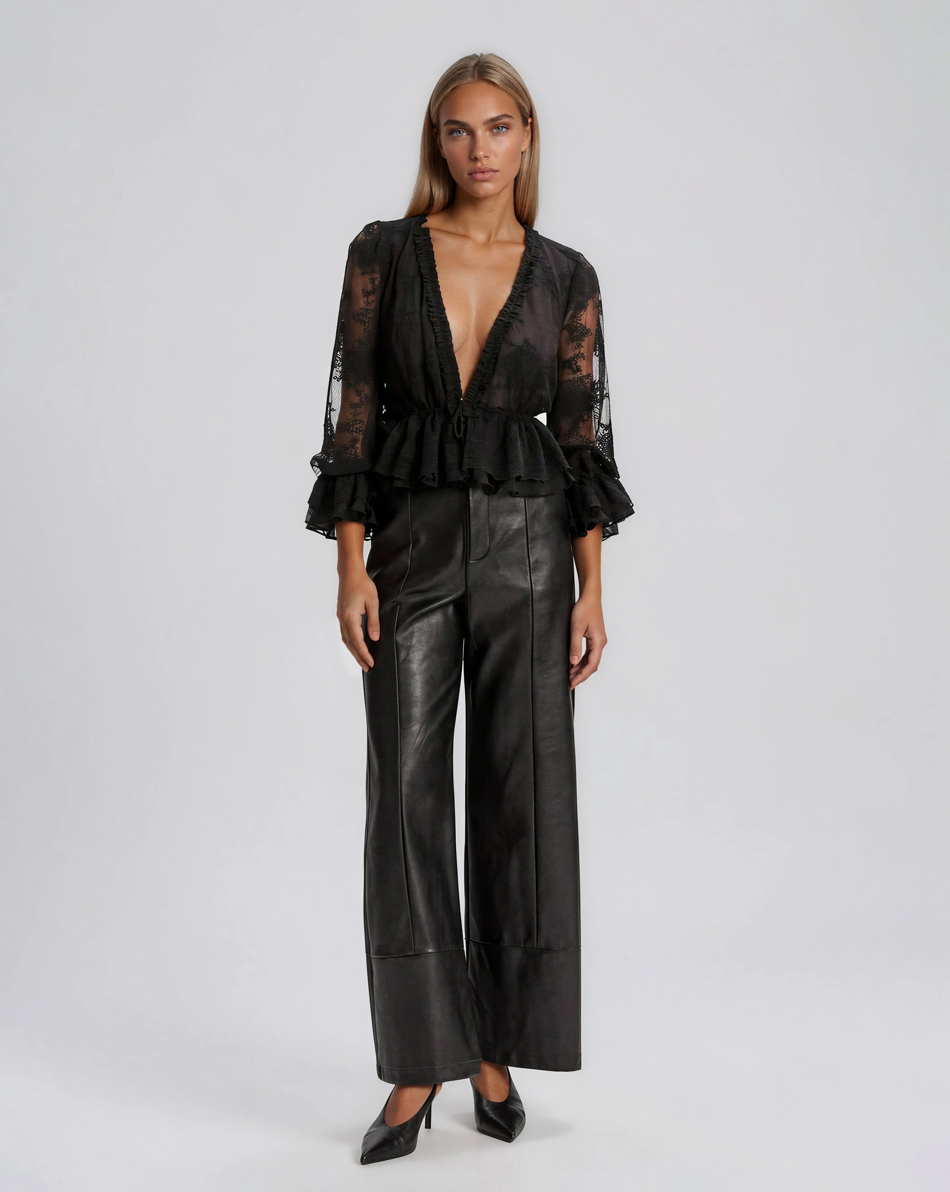 Natoli Embroidered Mesh Blouse – Black XO, Tina