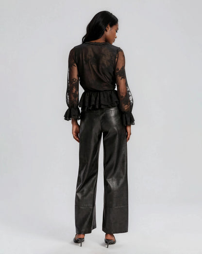Natoli Embroidered Mesh Blouse – Black XO, Tina