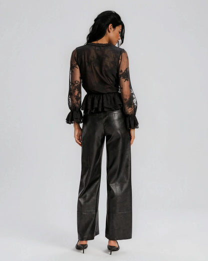 Natoli Embroidered Mesh Blouse – Black XO, Tina