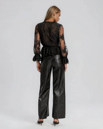 Natoli Embroidered Mesh Blouse – Black XO, Tina