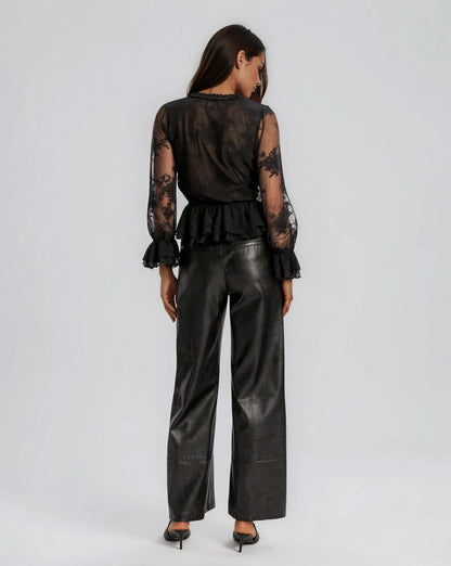 Natoli Embroidered Mesh Blouse – Black XO, Tina