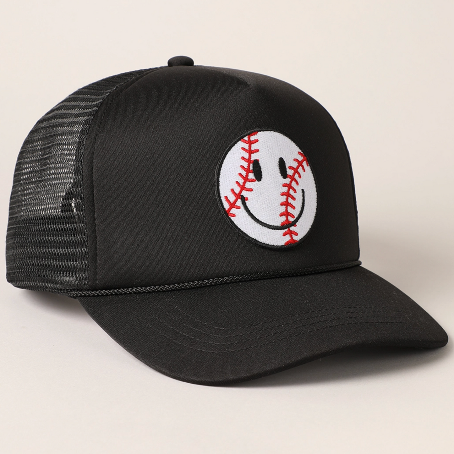 Baseball Happy Face Trucker Hat Ivy + Cloth