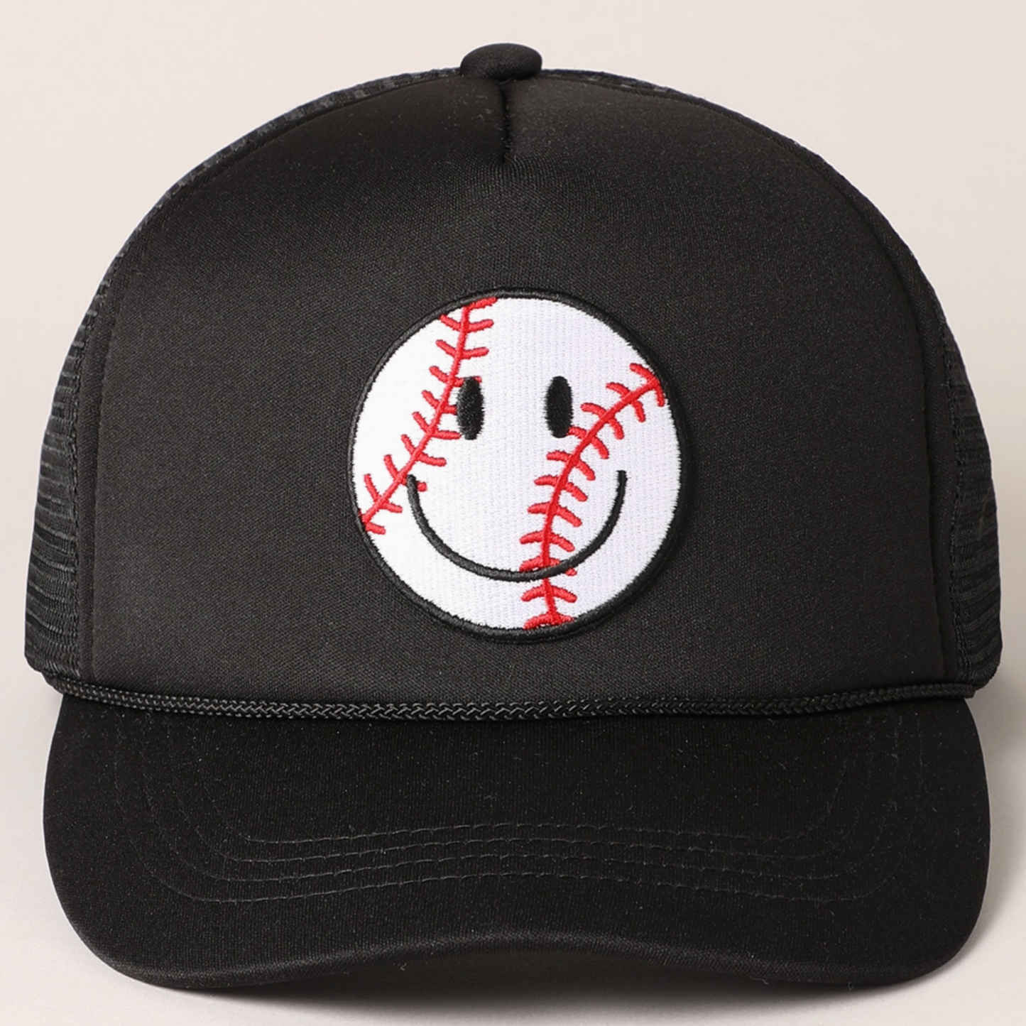 Baseball Happy Face Trucker Hat Ivy + Cloth