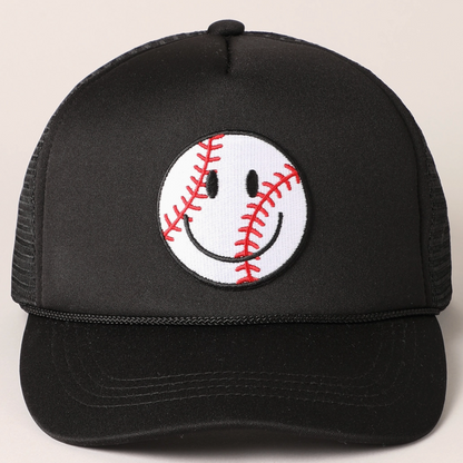 Baseball Happy Face Trucker Hat Ivy + Cloth