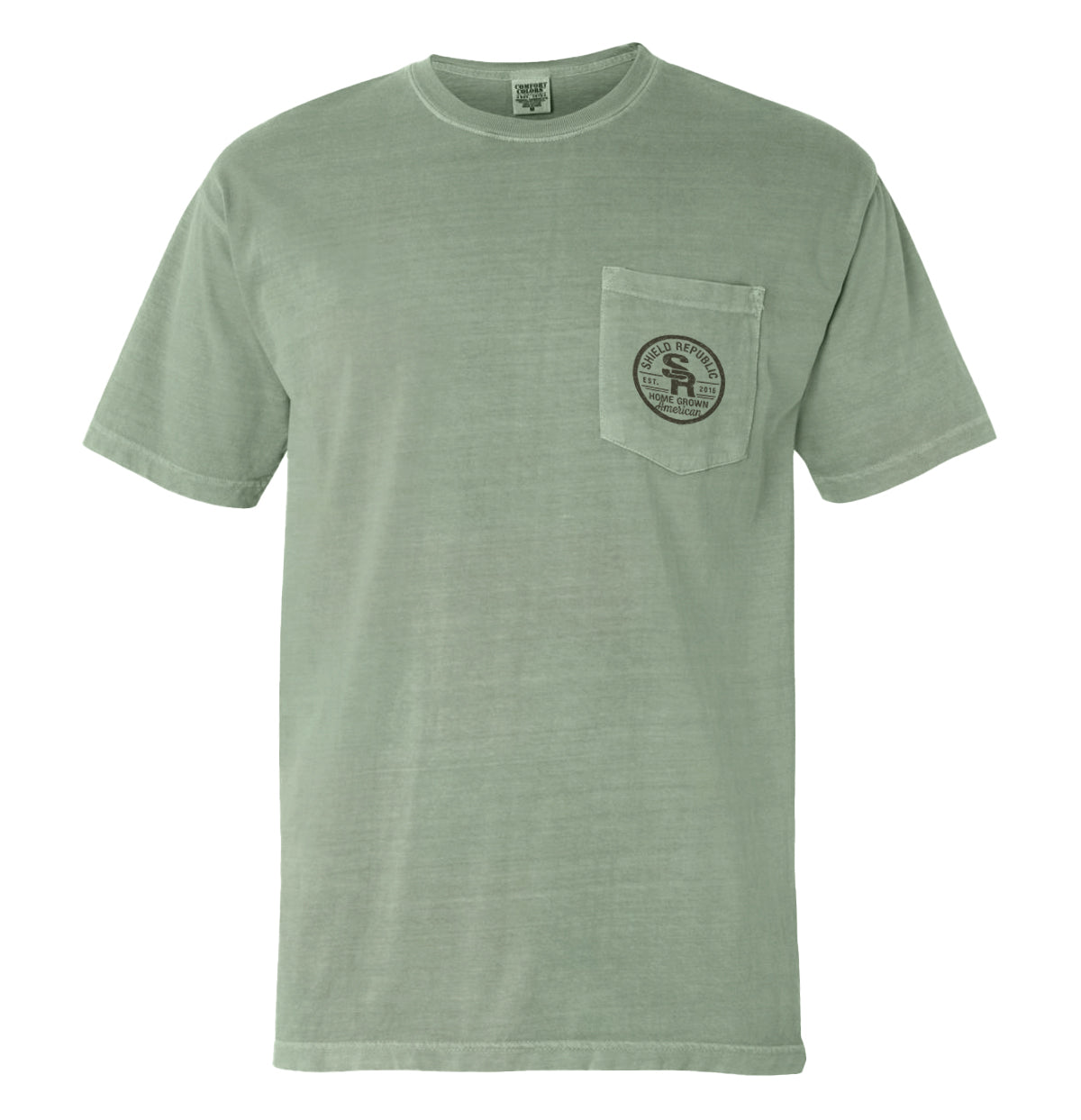 All Faster than Dialing 911 Pocket Tee Shield Republic