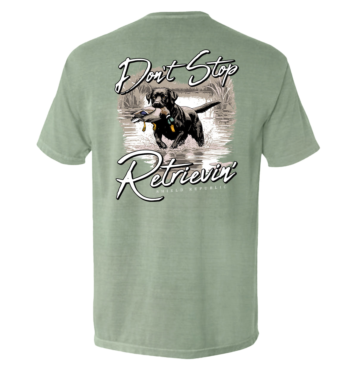 Don't Stop Retrievin' Black Lab Shield Republic
