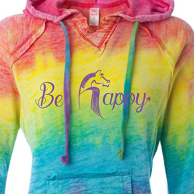 Be Happy Hoodie: Ladies Horseplay Apparel