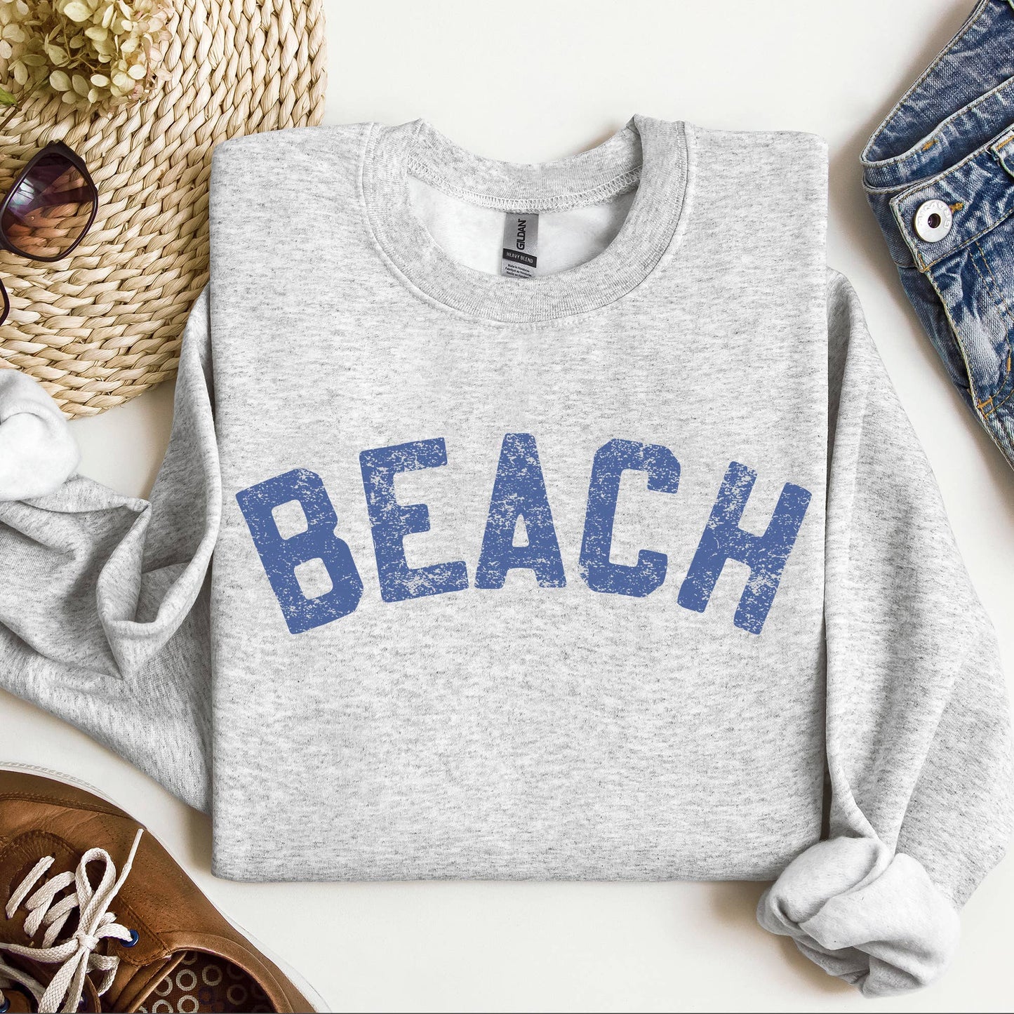 Beach Bum Crewneck Sweatshirt – Relaxed Summer Pullover for Coastal Vibes Fitkitty Culture Athleisure Wear, Yoga Wear & Women's Clothing
