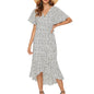 Summer Floral High-Waist V-Neck Chiffon Dress