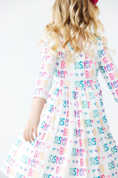 Big Sister 3/4 Sleeve Pocket Twirl Dress