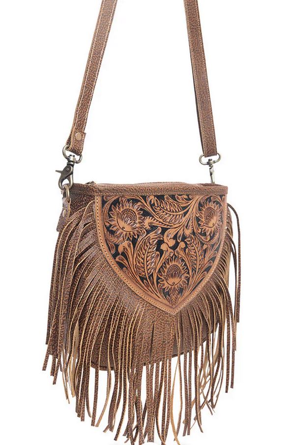 Hand tooled Fringe Bag Country in My Heart