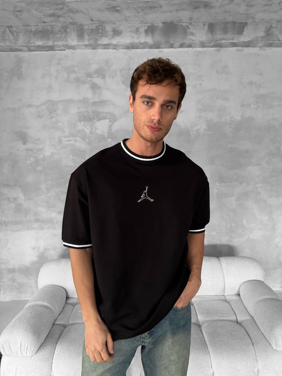 Jordan Logo Contrast Collar Cotton Tee Withinblack