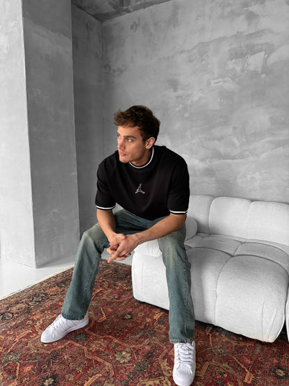 Jordan Logo Contrast Collar Cotton Tee Withinblack